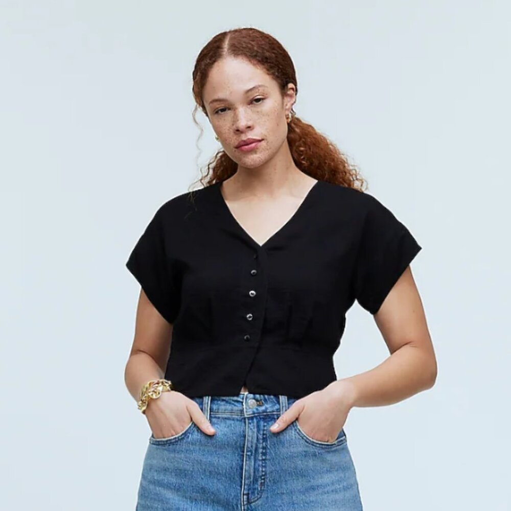 Pleated Short-Sleeve Top